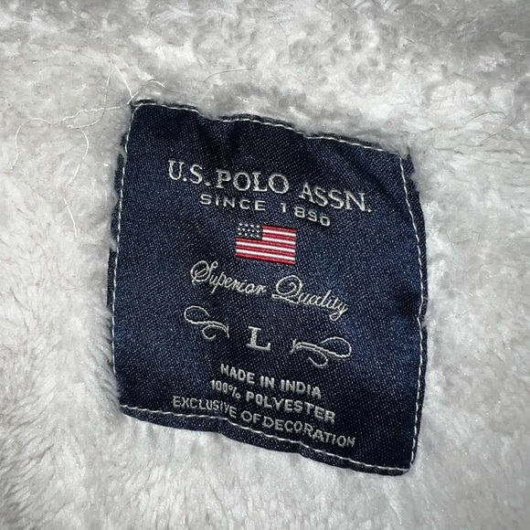 U.S. Polo Assn Women’s Cropped Sherpa Fleece Quarter Zip Pullover Sweatshirt L - Picture 2 of 13